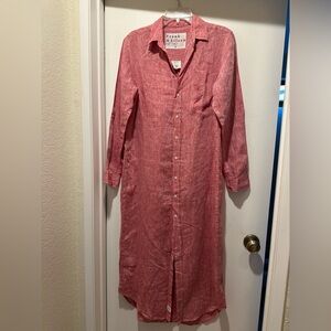 Frank & Eileen Rory Shirt Dress in Raspberry Lived in Red in Italian Linen S